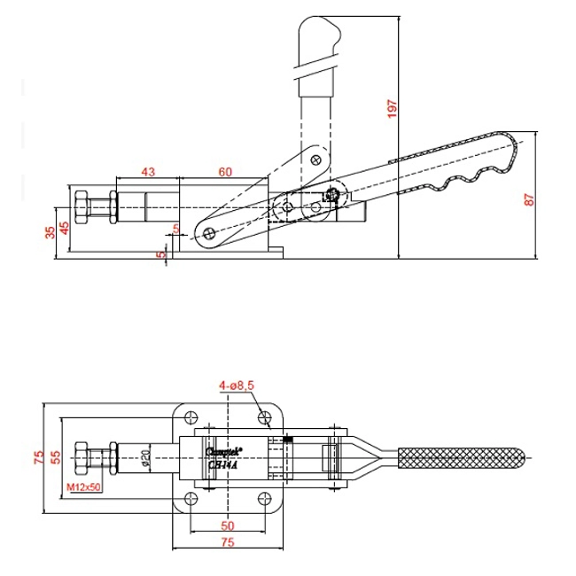 Vendita online Bloccaggio a spinta pistone 43 mm. 2000 Kg.